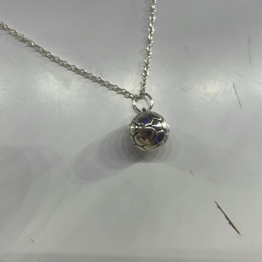 Silver Soccer Necklace